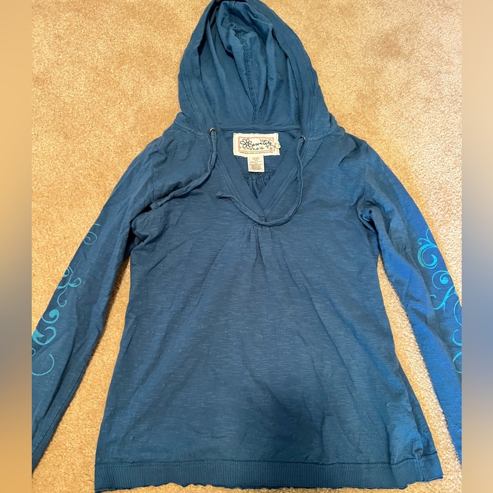Casual Blue Hooded Top- Small